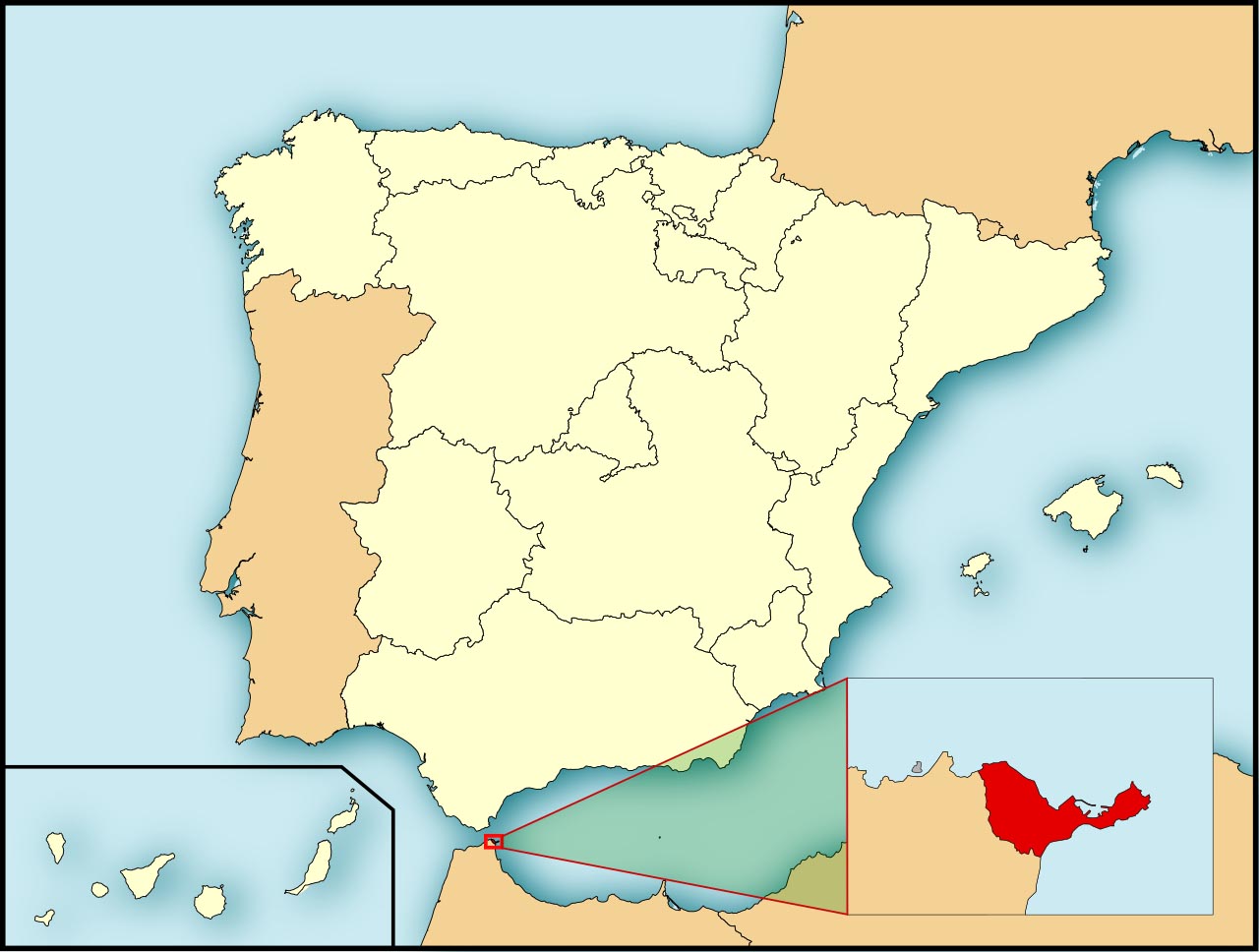 Автономный город Сеута (Ceuta) на карте Испании