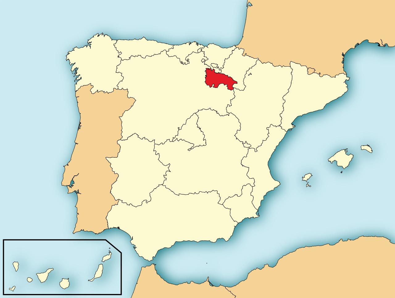 Автономное Сообщество Ла-Риоха (La Rioja) на карте Испании