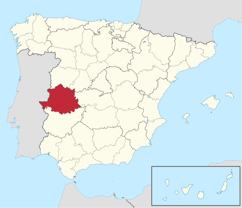 Провинция Касерес (Cáceres) на карте Испании