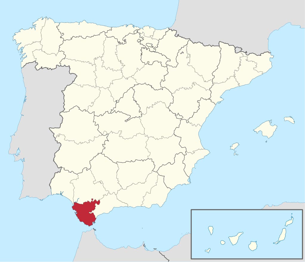 Провинция Кадис (Cádiz) на карте Испании