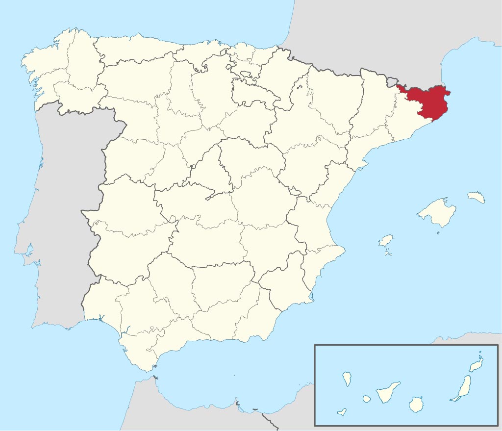 Провинция Жирона (Gerona) на карте Испании
