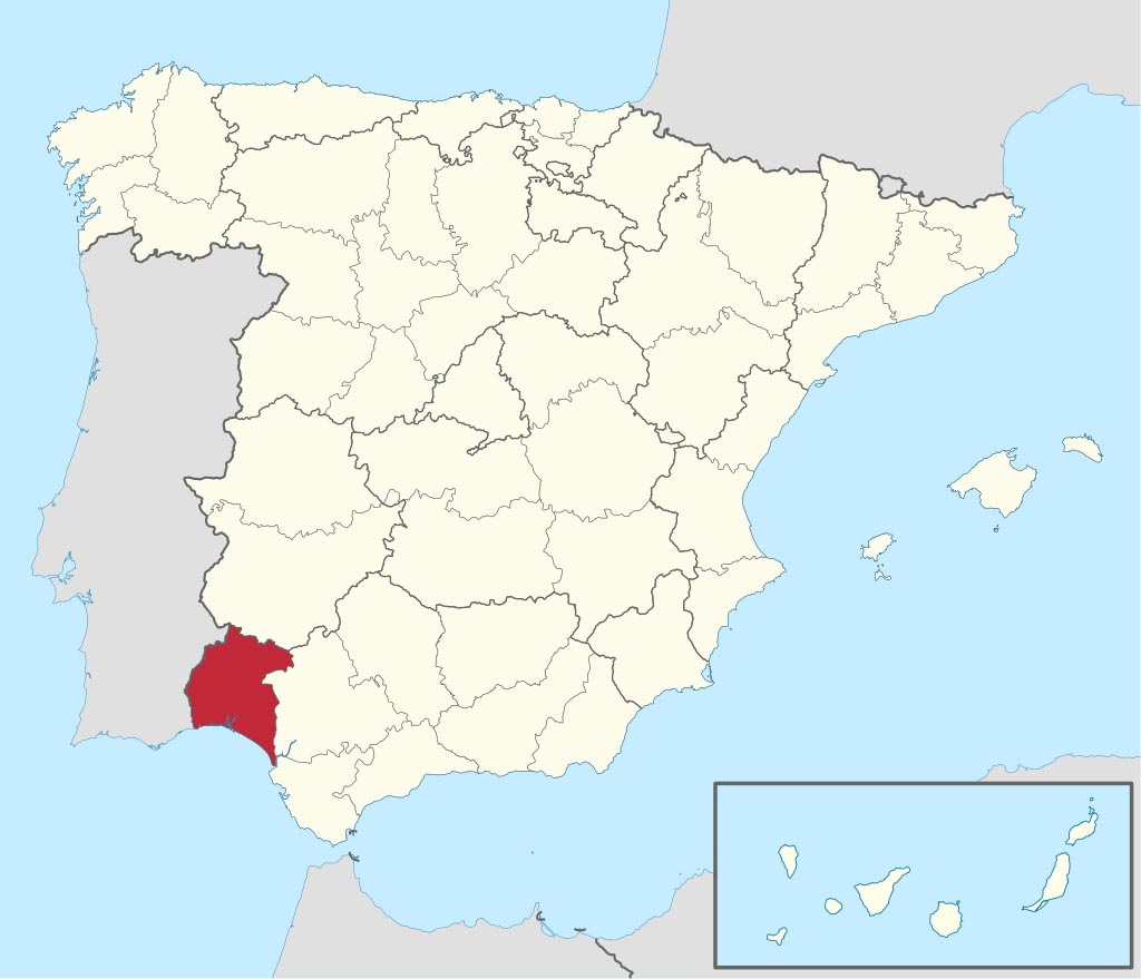 Провинция Уэльва (Huelva) на карте Испании