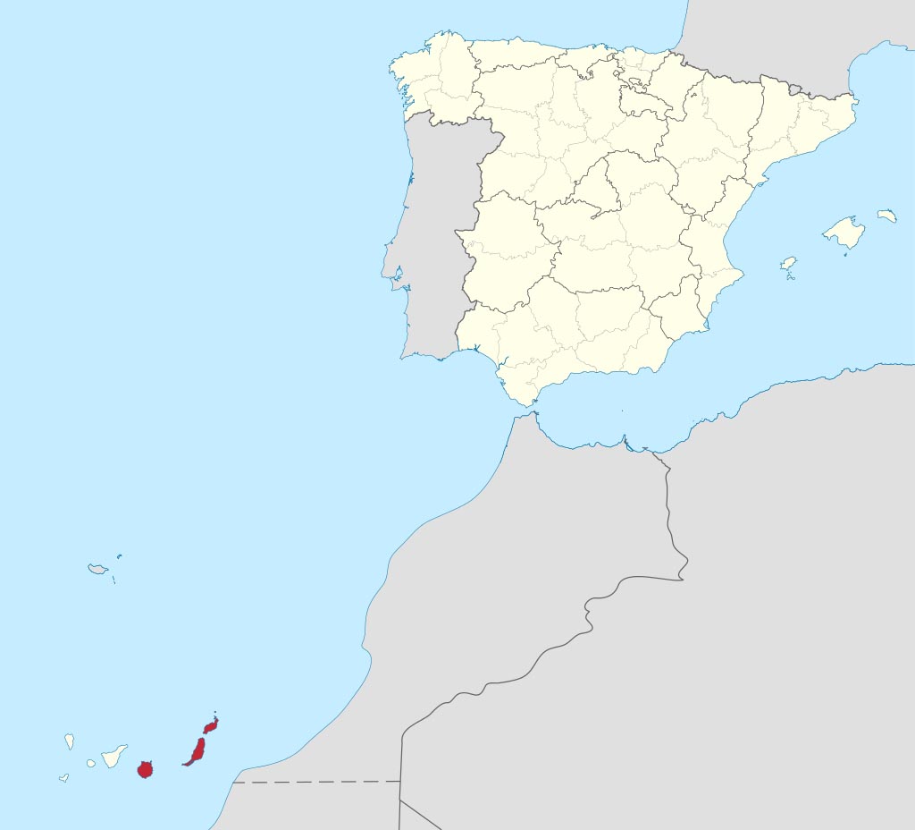 Провинция Лас-Пальмас (Las Palmas) на карте Испании