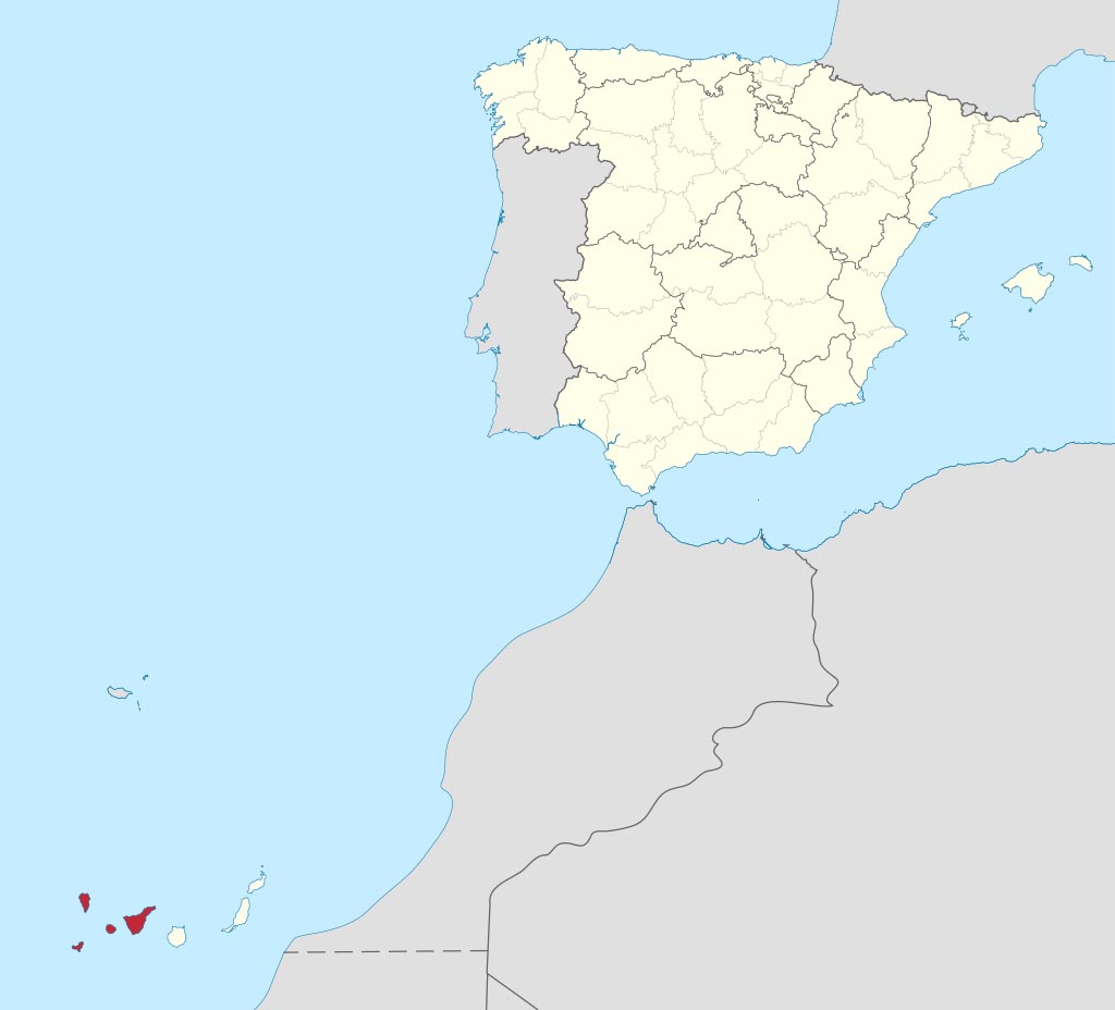 Провинция Санта-Крус-де-Тенерифе  (Santa Cruz de Tenerife) на карте Испании
