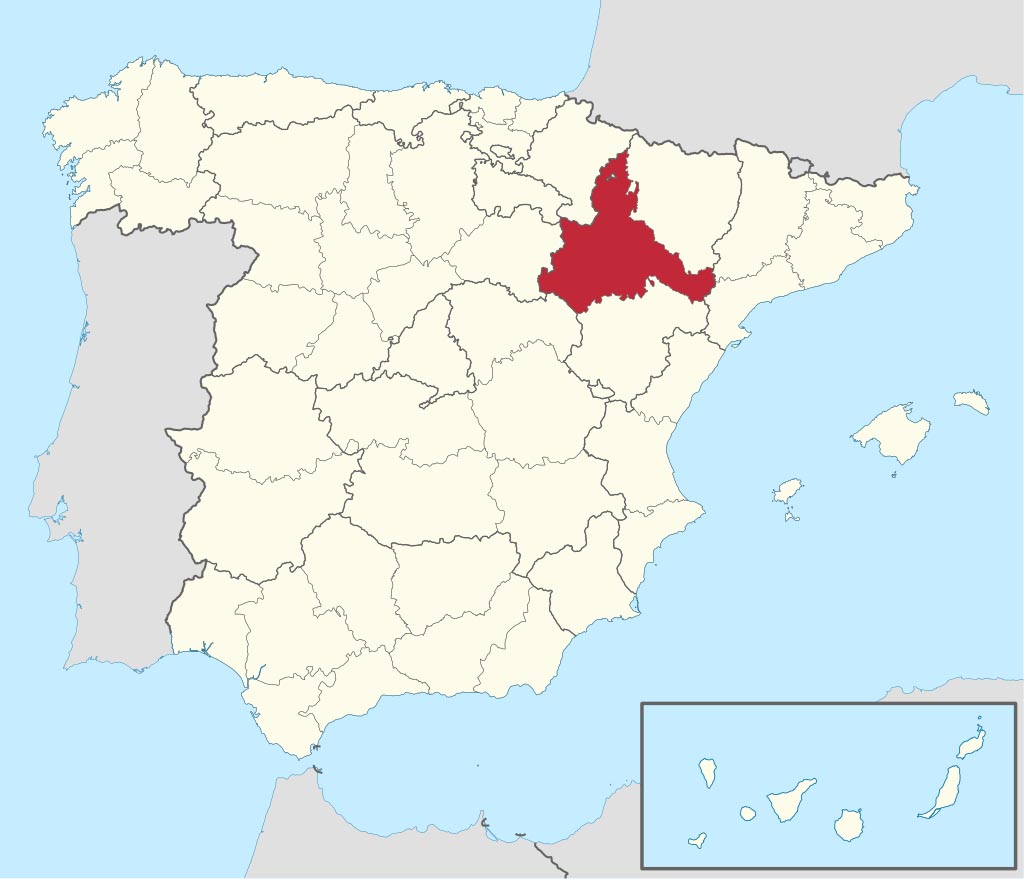 Провинция Сарагоса (Zaragoza) на карте Испании