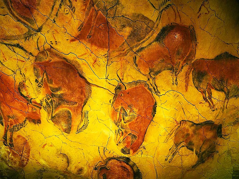 Наскальная живопись  в пещерах Альтамиры (Испания)