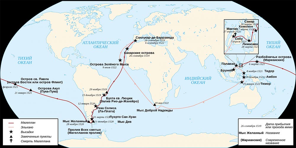 Экспедиция Ф. Магеллана в 1519 - 1522 г.г.