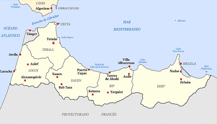 Территория испанского протектората в Марокко в 1920-х годах